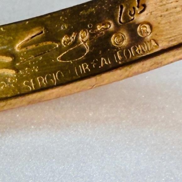 Vintage Sergio Lub California, two toned Cuff Bracelet - Picture 9 of 9